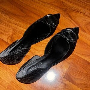 Franco Sarto Black Snakeskin Flats